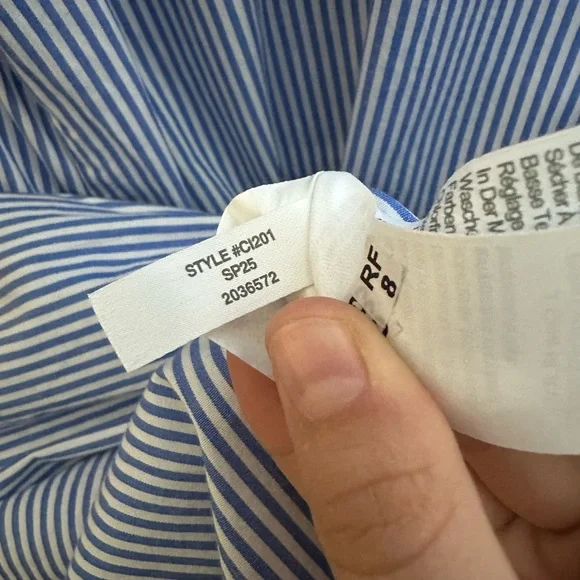 J. Crew Striped Bubble-Sleeve Button-Front Shirt Dress - Size 14 - Picture 12 of 14